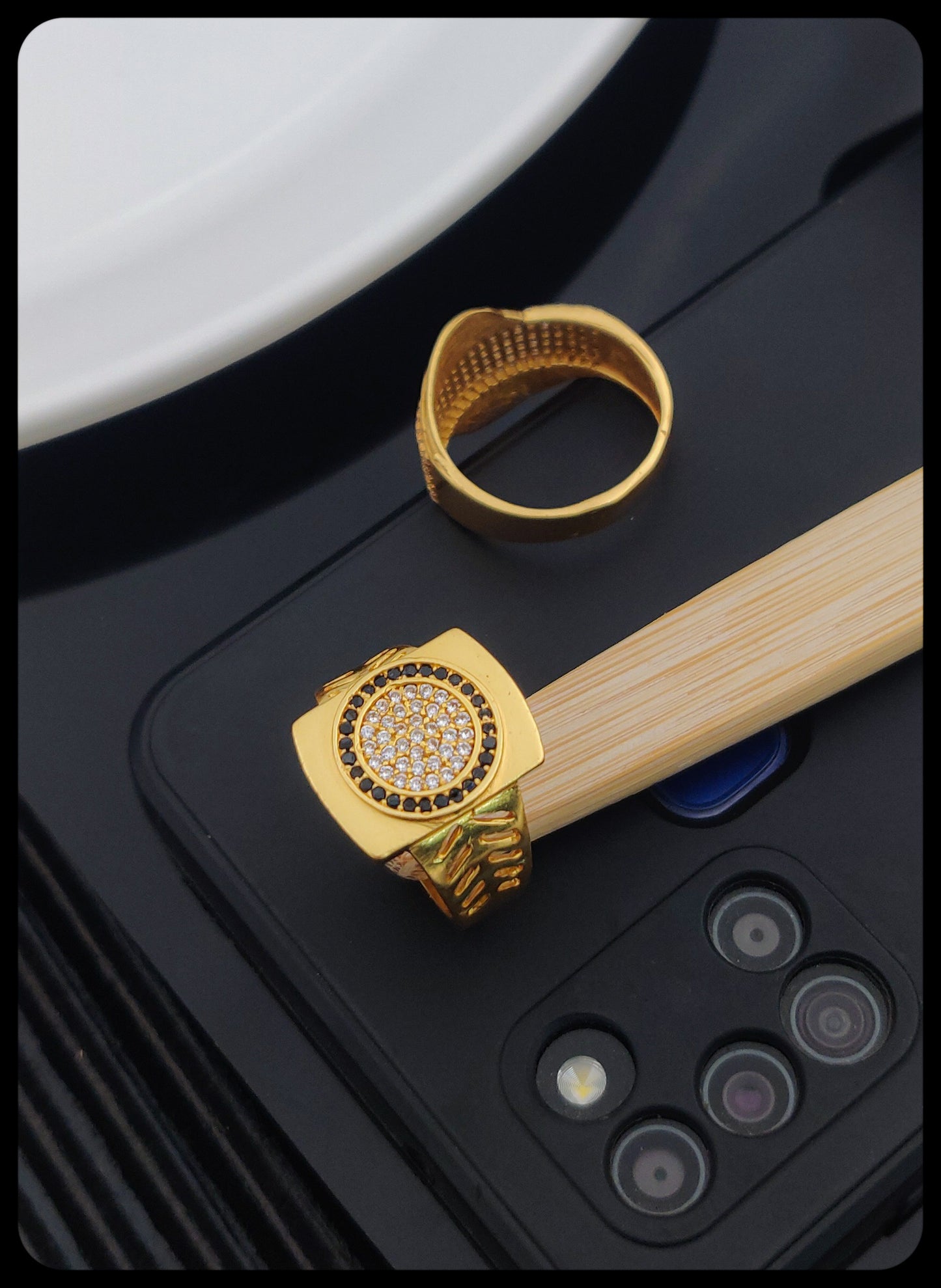 Awesome Diamond Design Men's Finger Ring with Gold Plated Brass(JR_0011) - Kadee Jewels