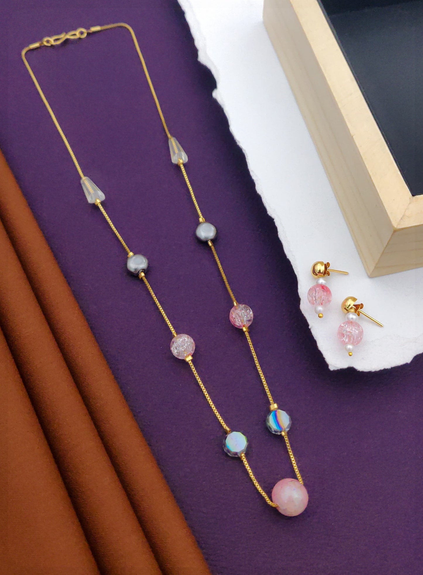 Crystal Charms Women's Necklace with Gold Plated brass - Kadee Jewels