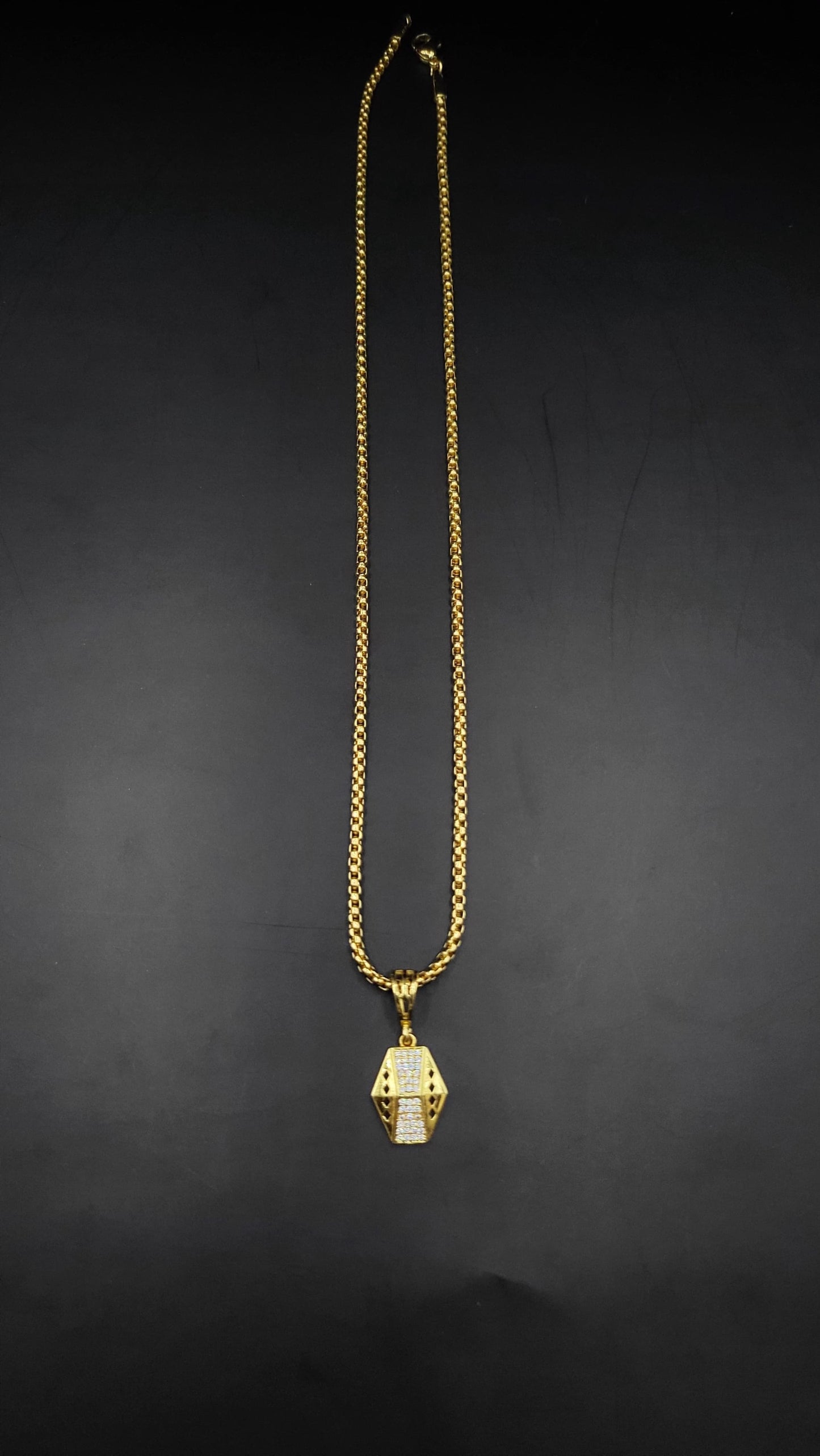 Kadee Jewel Alpha design Gold Plated with American diamond Men Pendant With Chain - Kadee Jewels
