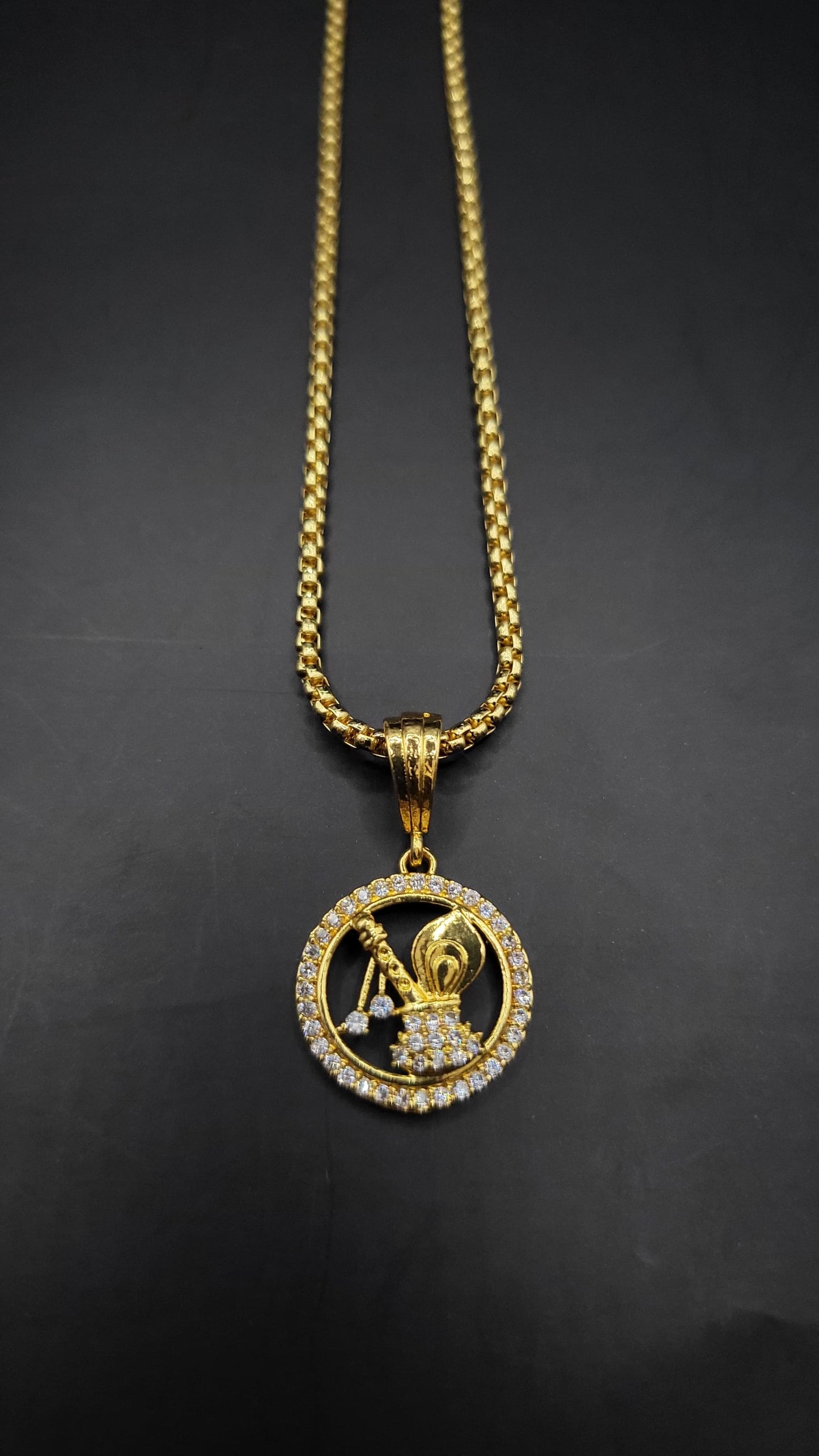Kadee Jewel Murlidhar Magic Pendant design Gold Plated with diamond Men Pendant With Chain - Kadee Jewels