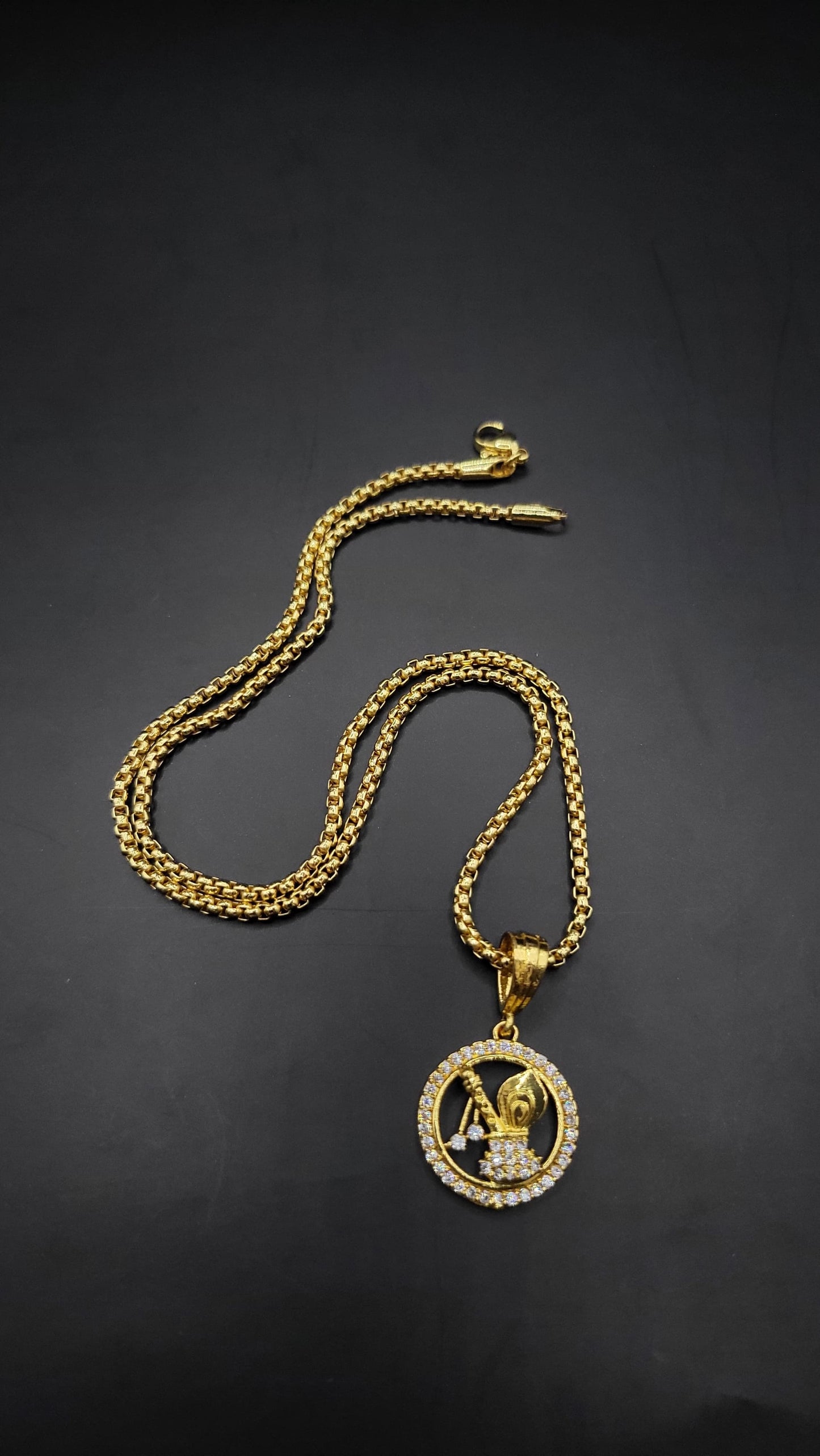 Kadee Jewel Murlidhar Magic Pendant design Gold Plated with diamond Men Pendant With Chain - Kadee Jewels