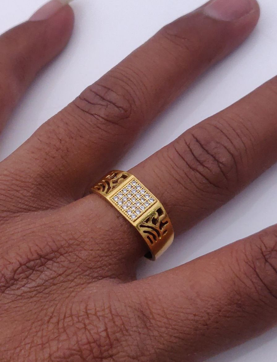Kadee Jewel CrownX Men's Finger Ring with Gold Plated Brass