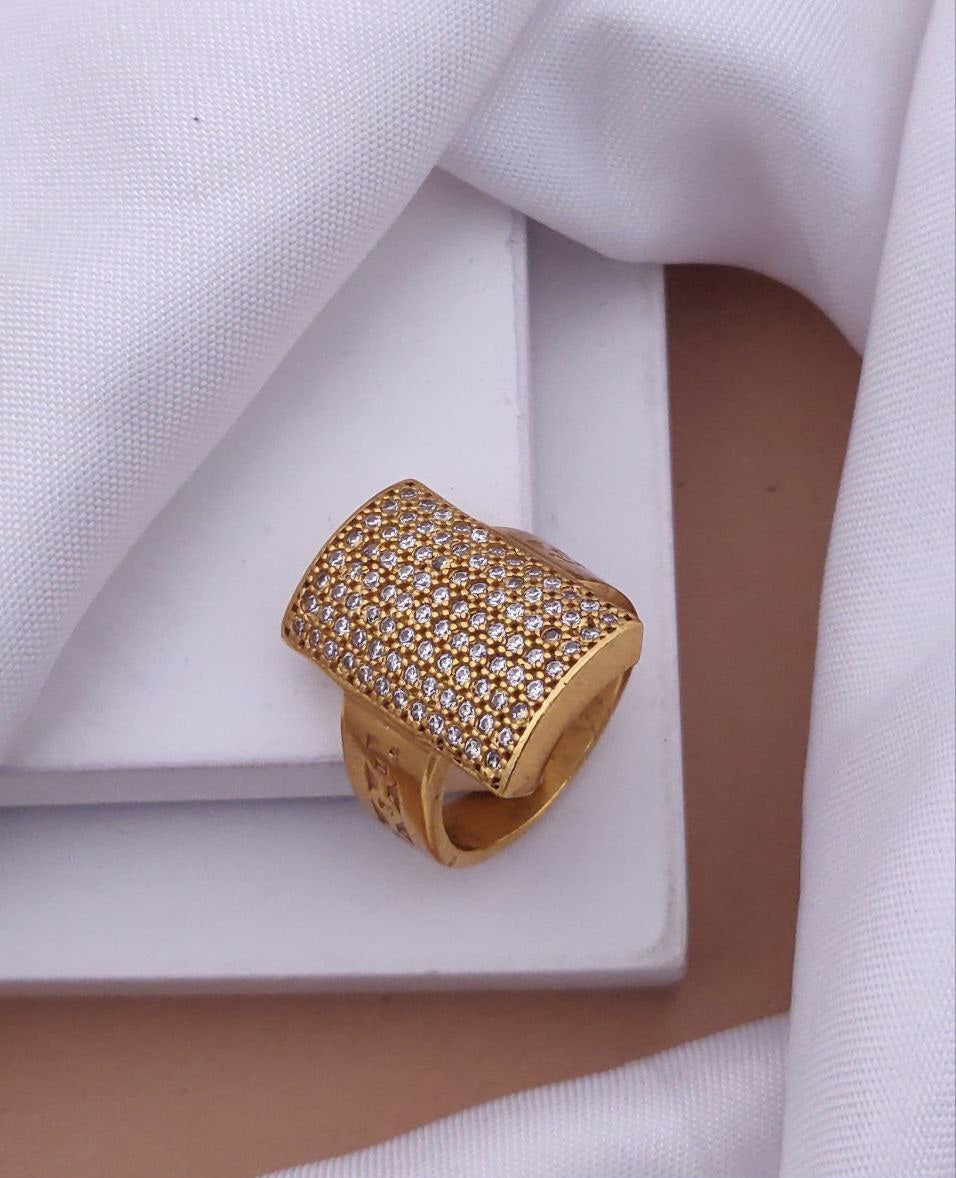 Kadee Jewel Elite Shine Men's Finger Ring with Gold Plated Brass