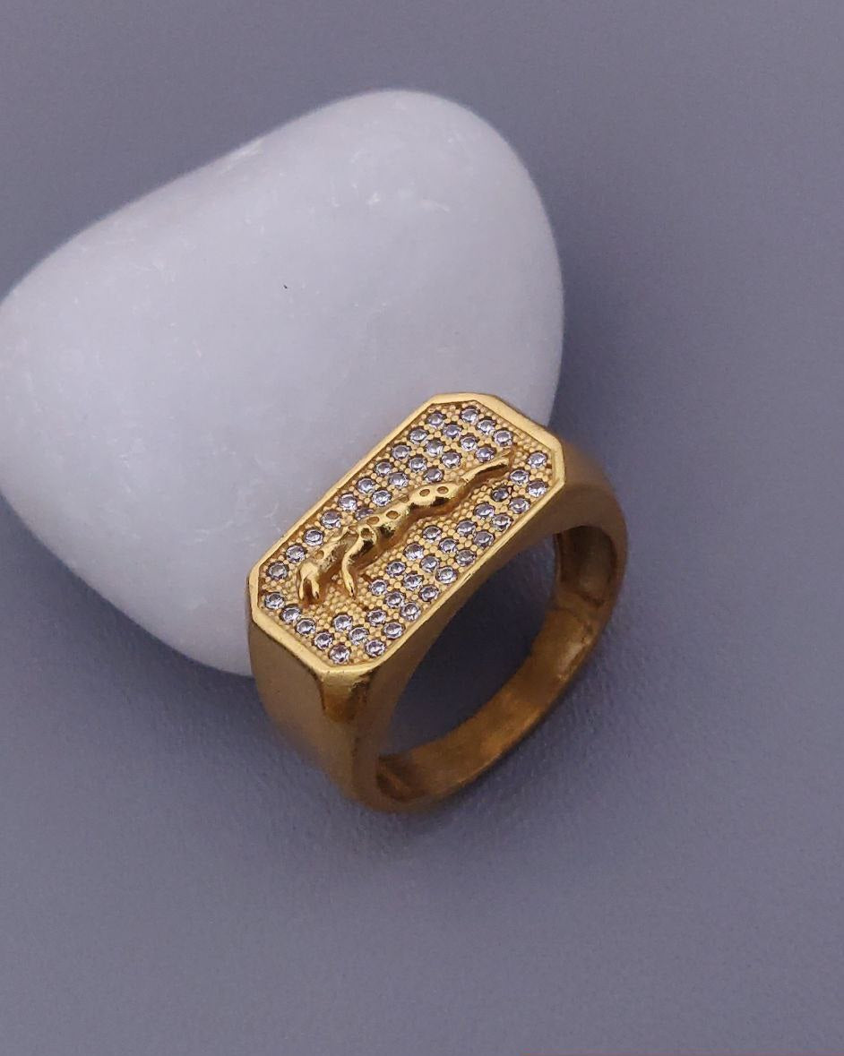 Kadee Jewel Jaguar Men's Finger Ring with Gold Plated Brass
