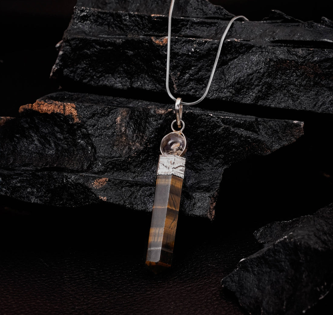 FIRANGI YARN NATURAL STONE PENDANT NECKLACE BULLET SHAPE FOR MEN