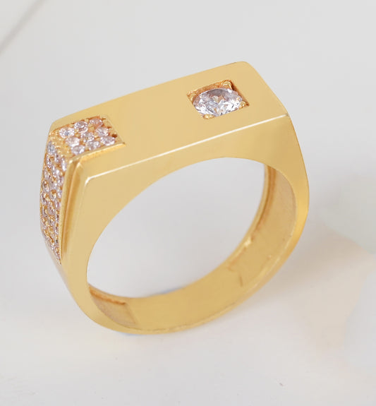 Kadee Jewel Stylish Design Men's Finger Ring with Diamond Gold Plated Brass(JR_003) - Kadee Jewels