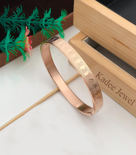 Classic-Inspired Design Men's Rose Gold Kada Bracelet - Kadee Jewels