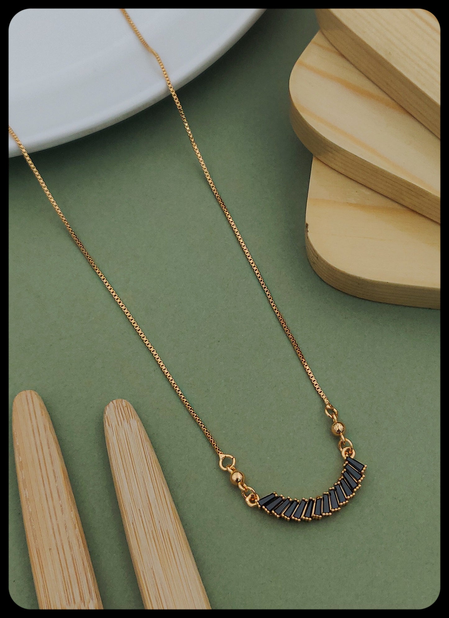 Classy Choker Gold-Plated American Diamond Mangal sutra - Kadee Jewels