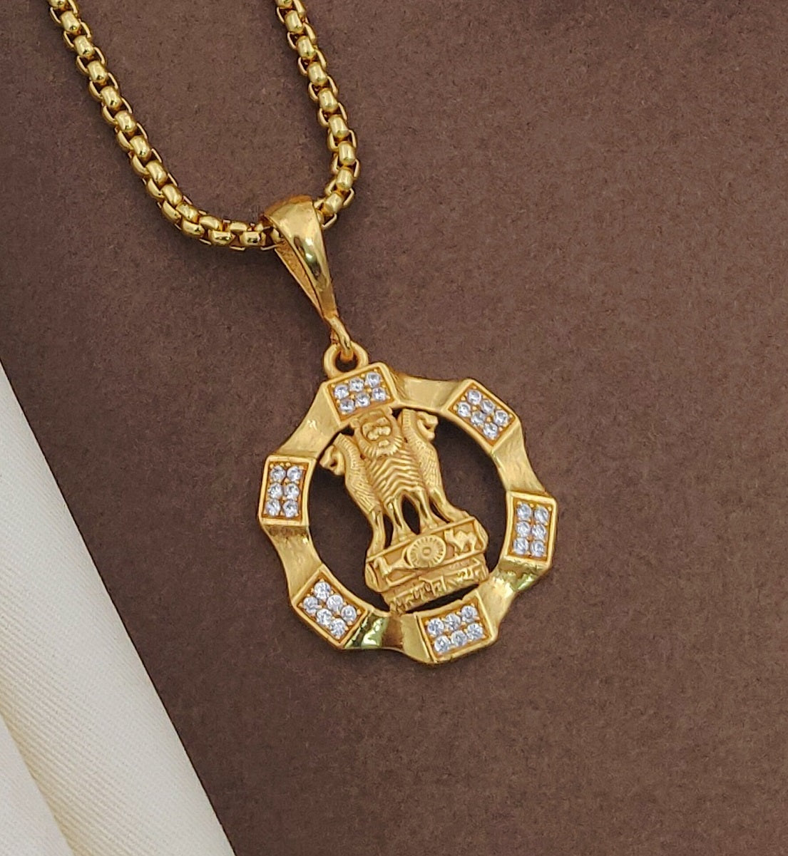 Kadee Jewel Lion Capital of Ashoka Gold Men Pendant With Gold Chain - Kadee Jewels