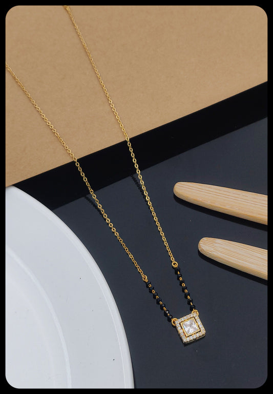 SPARKLING AMERICAN DIAMOND GOLD PLATED MANGALSUTRA - Kadee Jewels