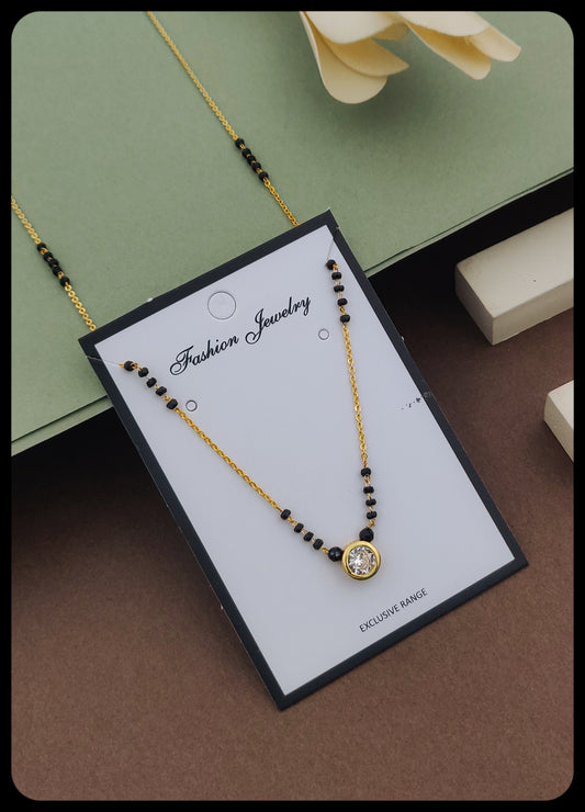 Bridal unique Gold-Plated American Diamond Mangal sutra - Kadee Jewels