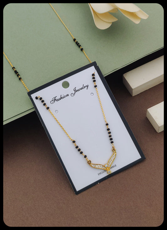 Majestic Gold-Plated American Diamond Mangal sutra - Kadee Jewels