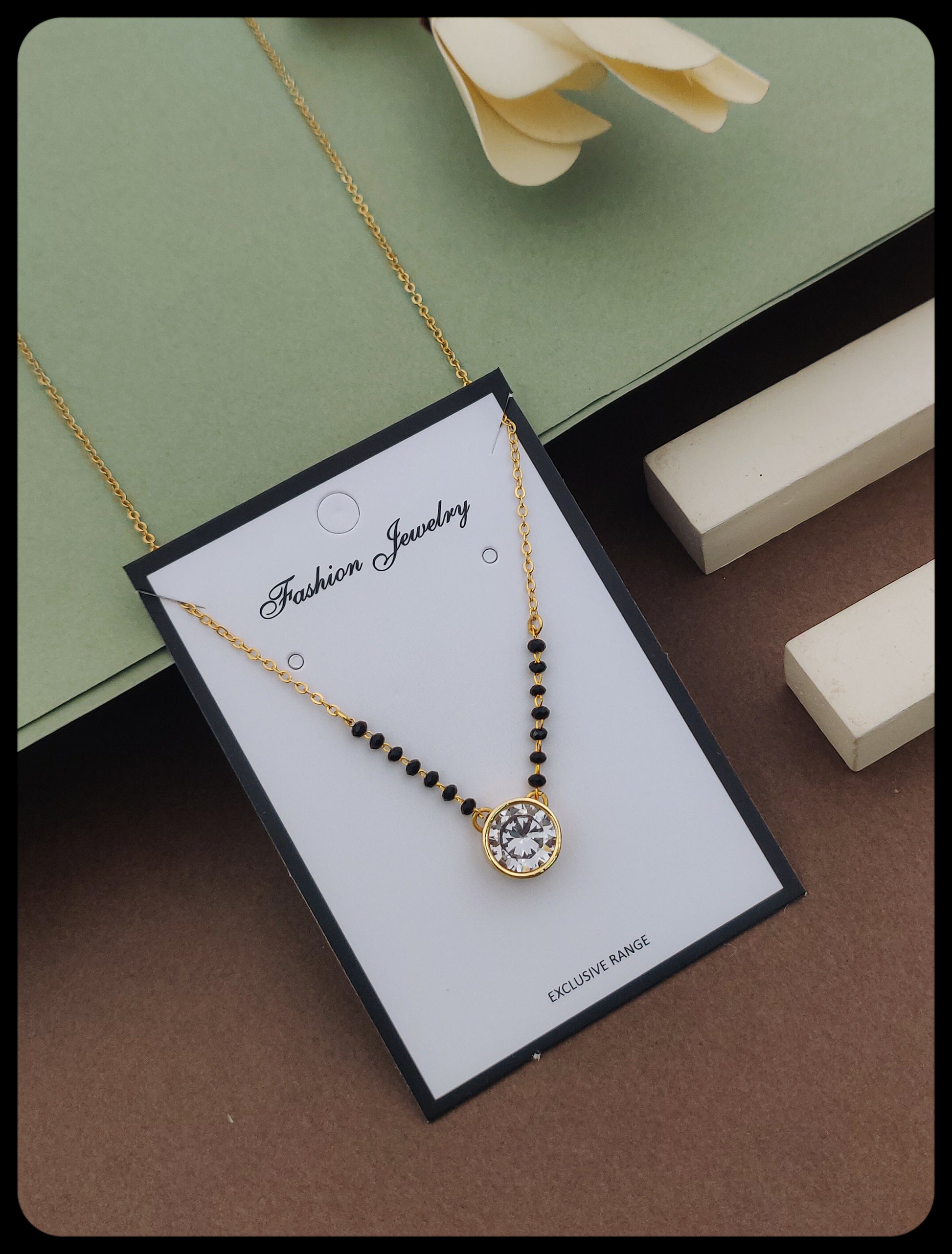 Glossy Gold-Plated American Diamond Mangal sutra - Kadee Jewels