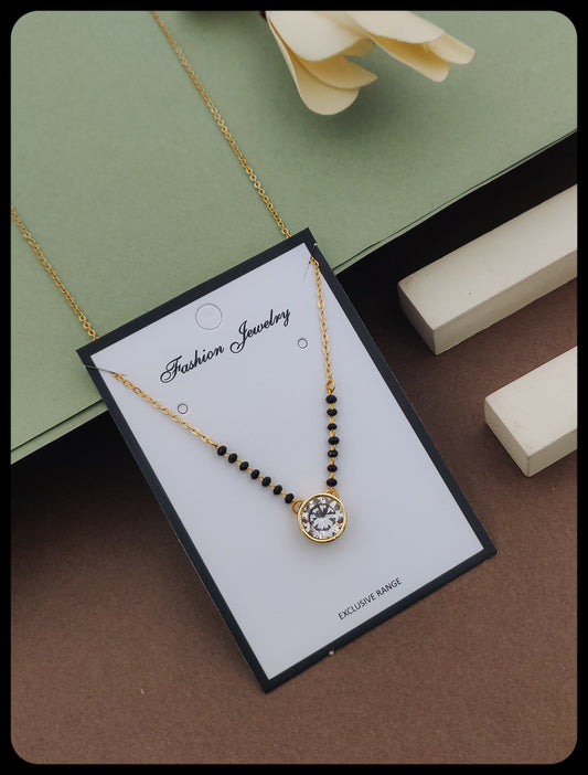 Glossy Gold-Plated American Diamond Mangal sutra - Kadee Jewels