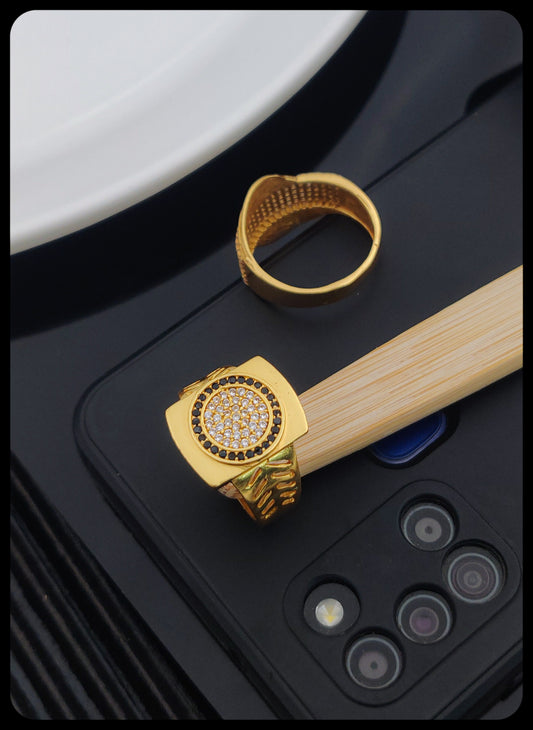 Awesome Diamond Design Men's Finger Ring with Gold Plated Brass(JR_0011) - Kadee Jewels