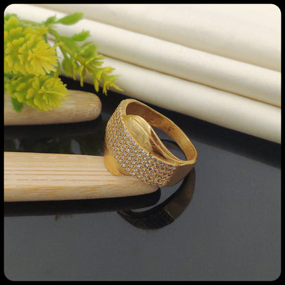 Unique Diamond Design Men's Finger Ring with Gold Plated Brass(JR_009) - Kadee Jewels