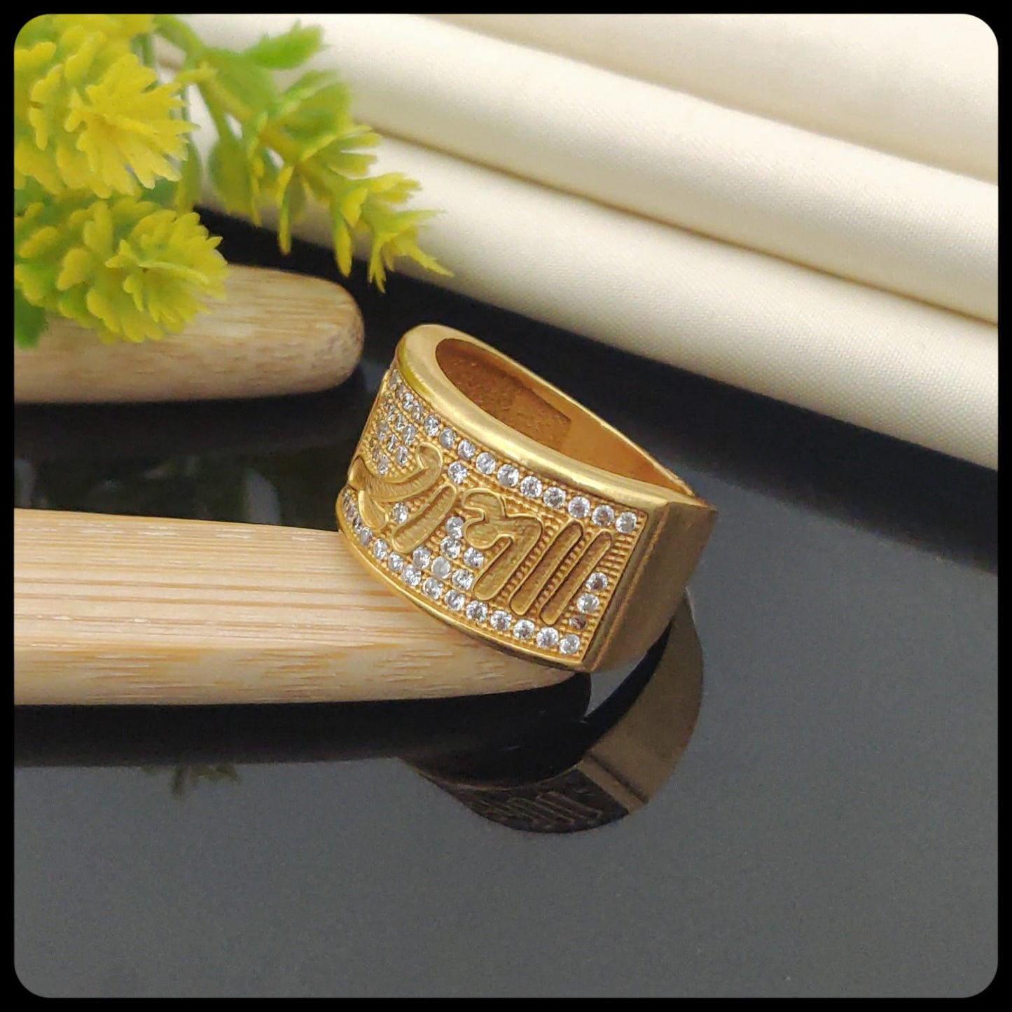 Ram Diamond Design Men's Finger Ring with Gold Plated Brass(JR_0011) - Kadee Jewels