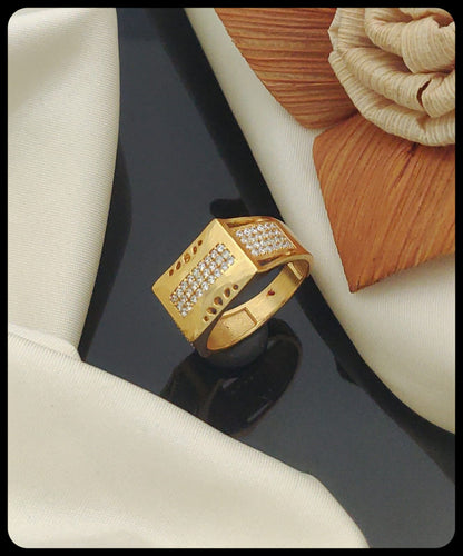 Creative Design Men's Finger Ring with Gold Plated Brass(JR_0011) - Kadee Jewels