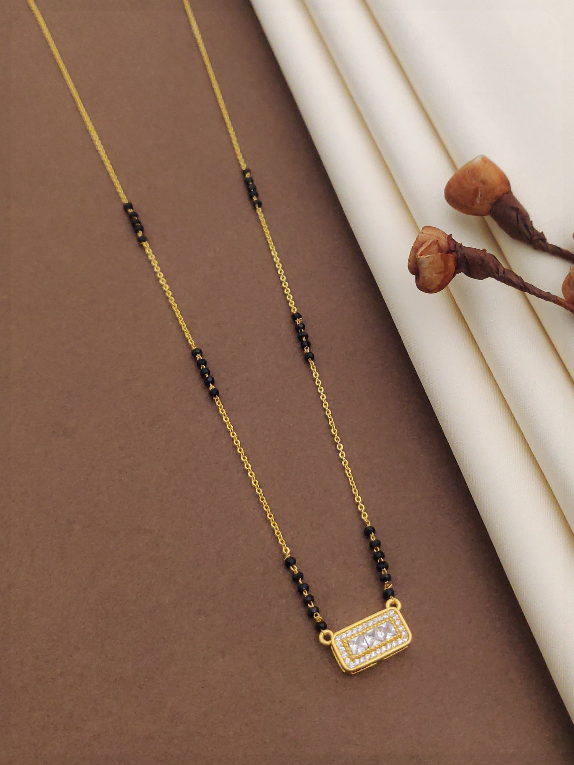 Golden Bridal Gold-Plated American Diamond Mangal sutra - Kadee Jewels