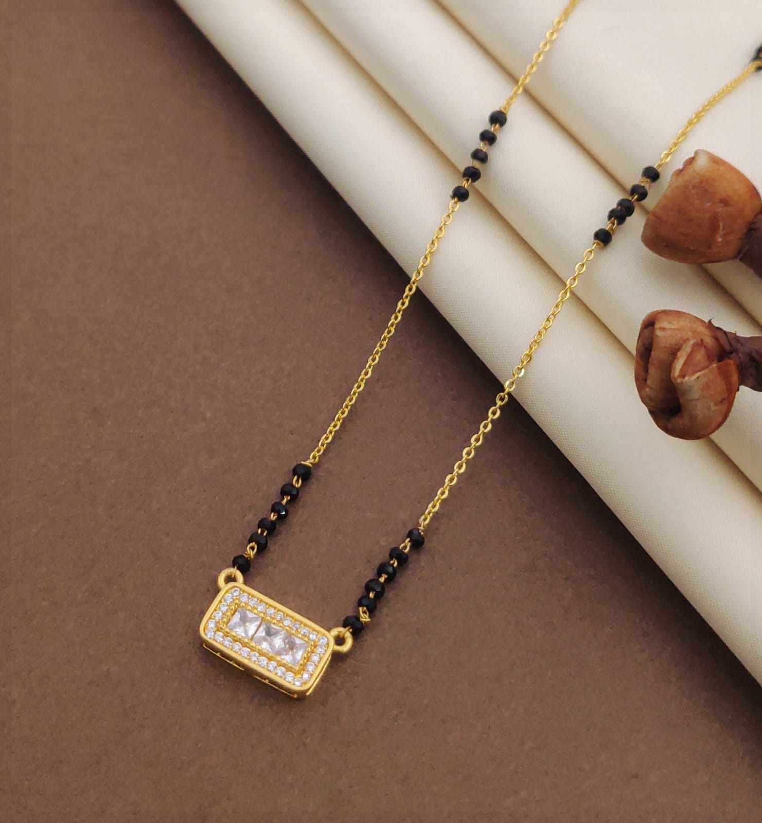 Golden Bridal Gold-Plated American Diamond Mangal sutra - Kadee Jewels
