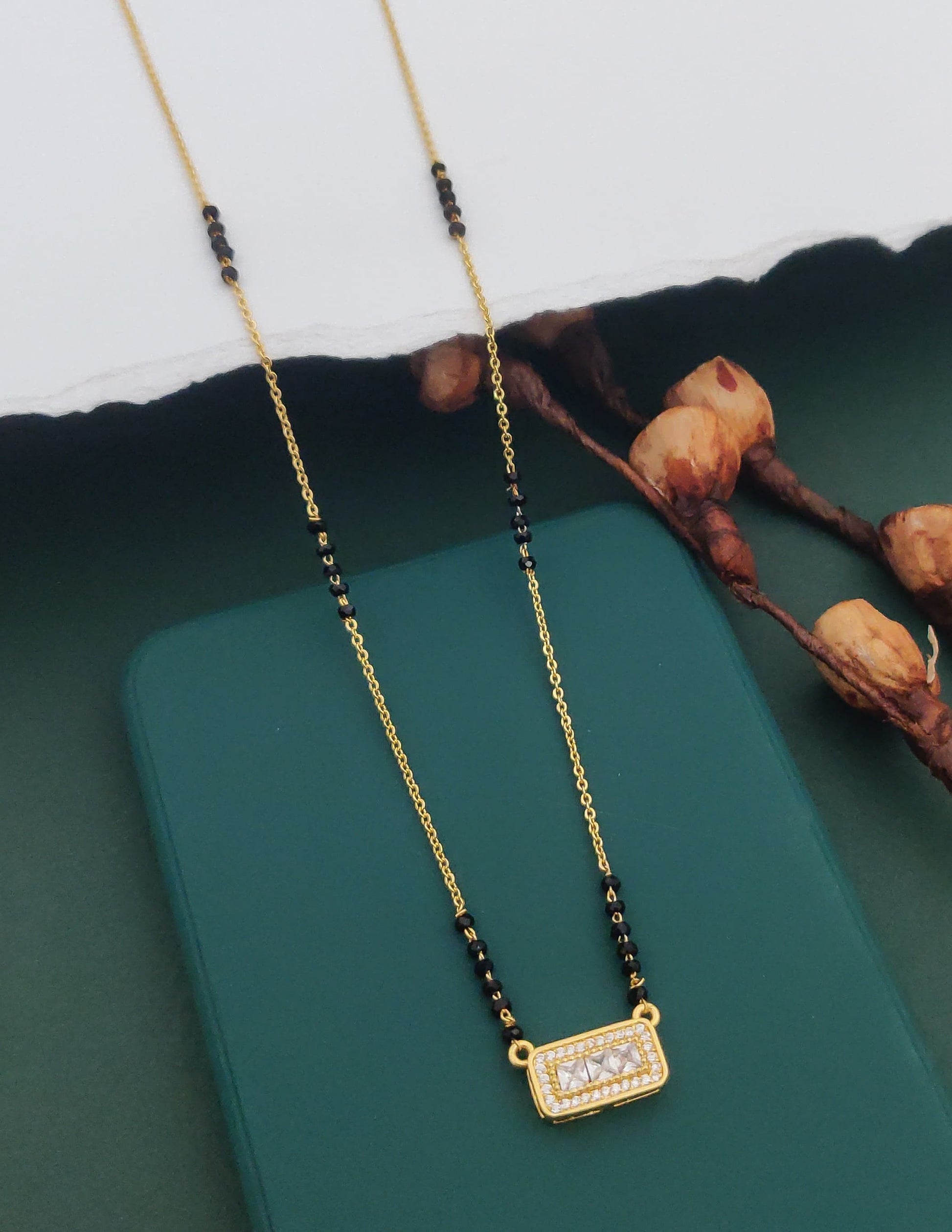 Golden Bridal Gold-Plated American Diamond Mangal sutra - Kadee Jewels