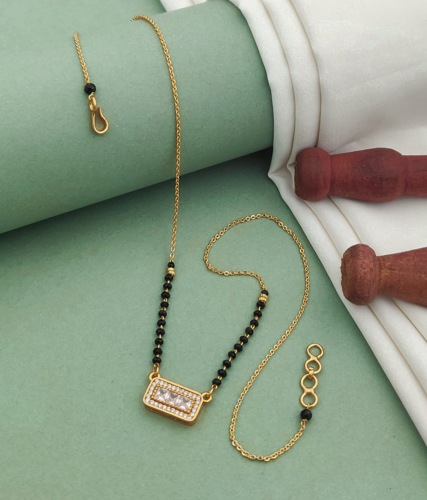 Golden Bridal Gold-Plated American Diamond Mangal sutra - Kadee Jewels