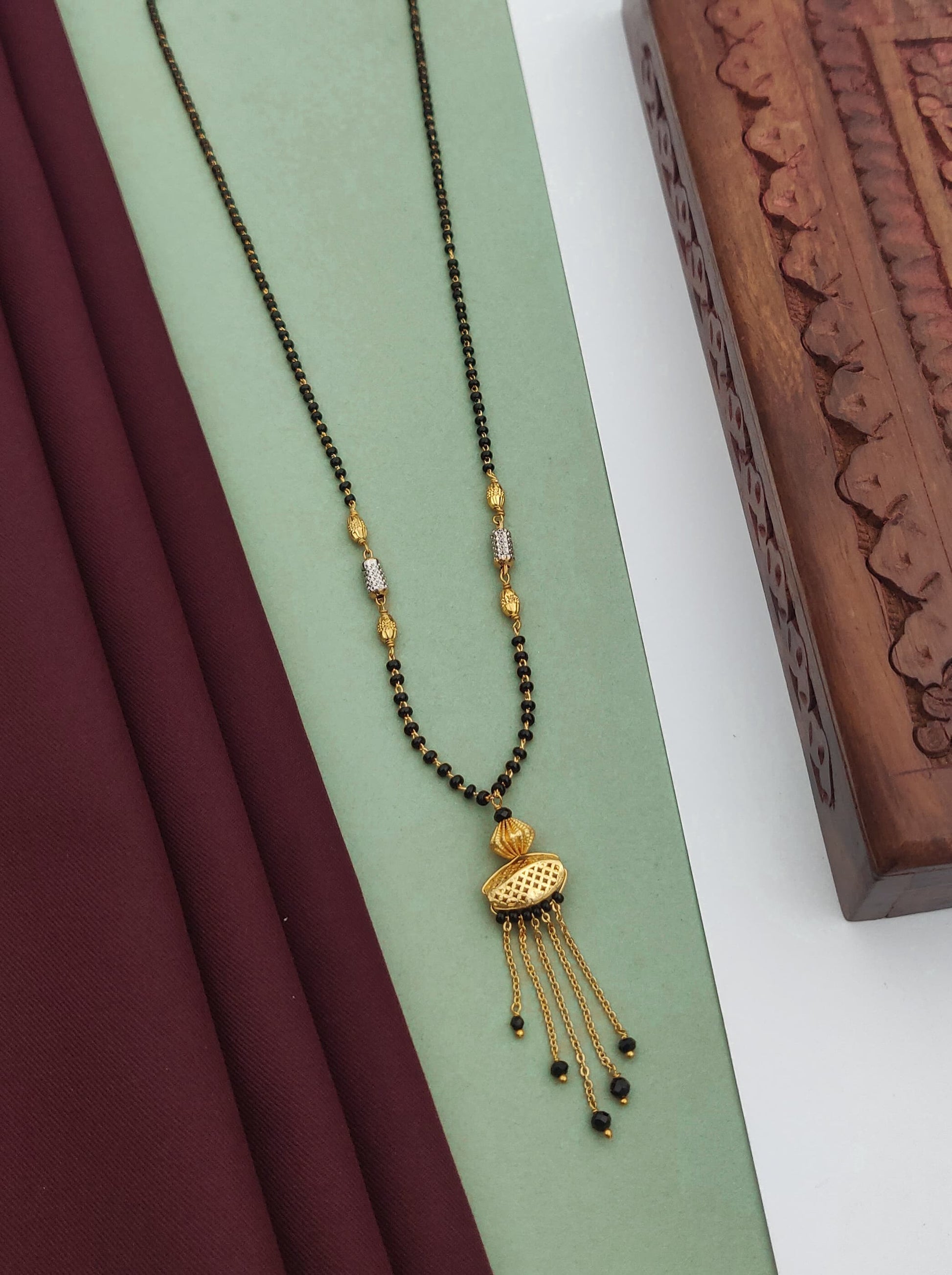 Dreamy Designs Bridal Gold-Plated American Diamond Mangal sutra - Kadee Jewels