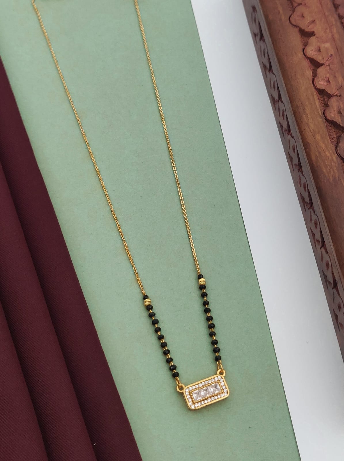 Golden Bridal Gold-Plated American Diamond Mangal sutra - Kadee Jewels