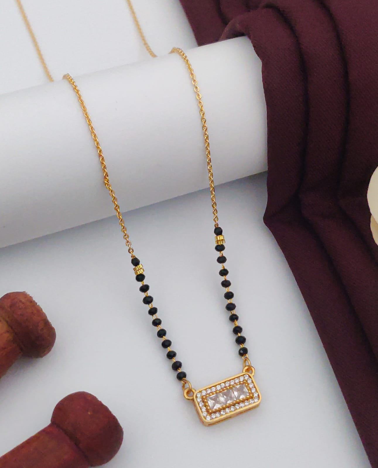 Golden Bridal Gold-Plated American Diamond Mangal sutra - Kadee Jewels