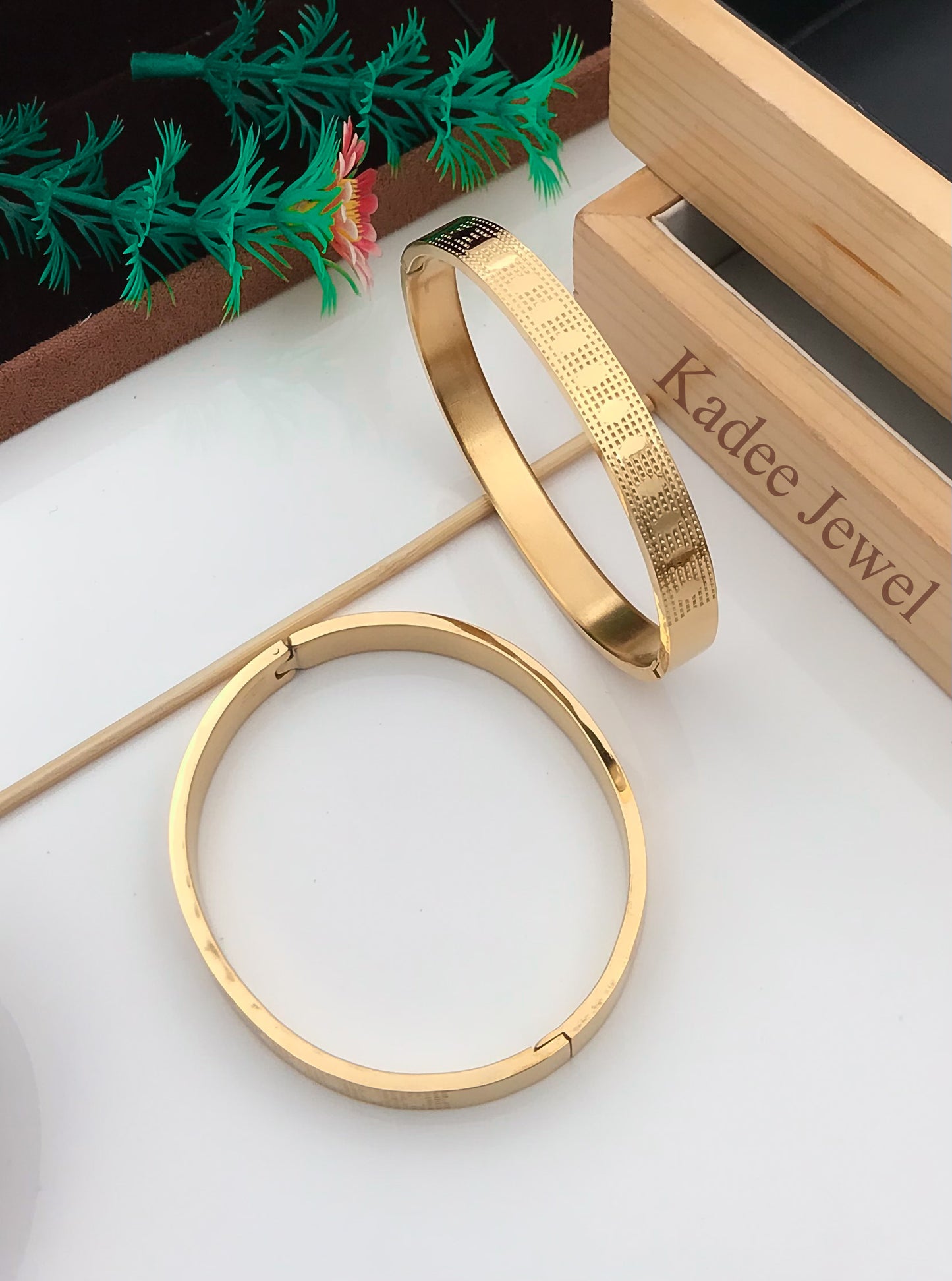 Unique Design Men's Gold Kada Bracelet - Kadee Jewels