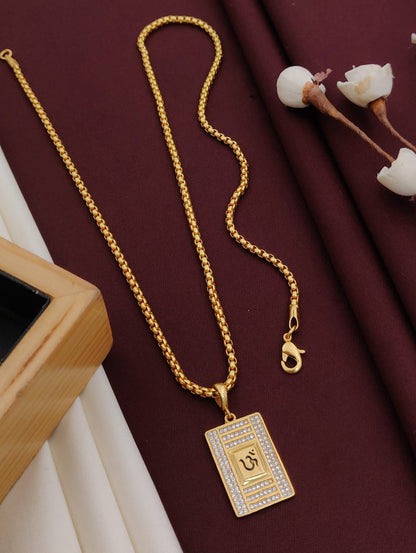 Kadee Jewel Om design Gold Plated with American diamond Men