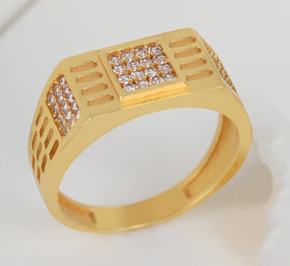 Amazing Diamond Design Men's Finger Ring with Gold Plated Brass(JR_0012) - Kadee Jewels