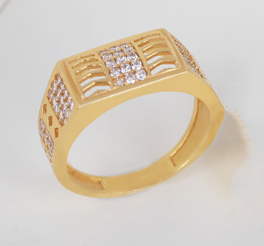 Kadee Jewel Stylish Design Men's Finger Ring with Diamond Gold Plated Brass(JR_002) - Kadee Jewels