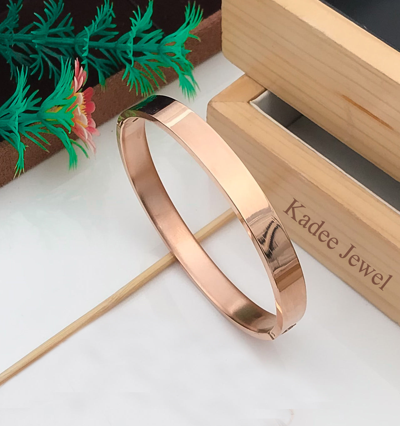 Traditional Design Men's Rose Gold Kada Bracelet - Kadee Jewels