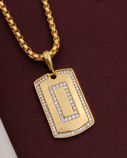 Kadee Jewel Unique design Gold Plated with American diamond Men Pendant With Chain - Kadee Jewels