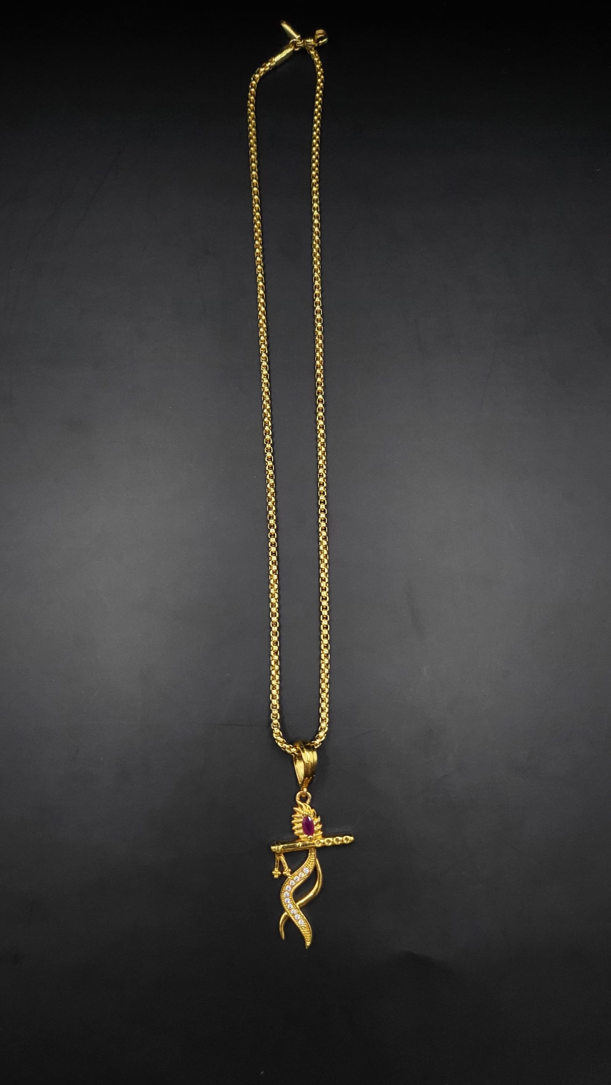 Kadee Jewel Krishna Pendant design Gold Plated with American diamond Men Pendant With Chain - Kadee Jewels