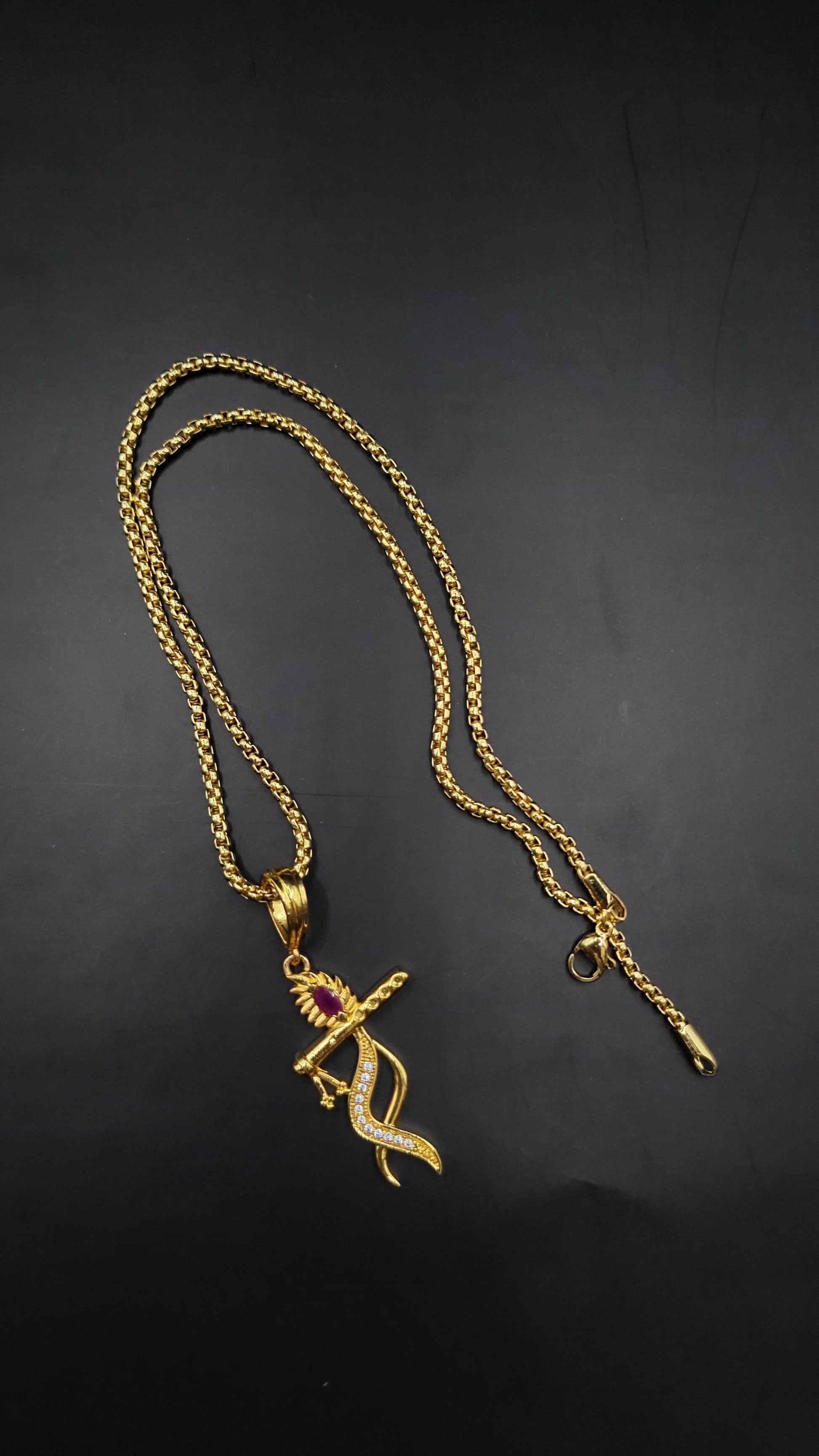 Kadee Jewel Krishna Pendant design Gold Plated with American diamond Men Pendant With Chain - Kadee Jewels