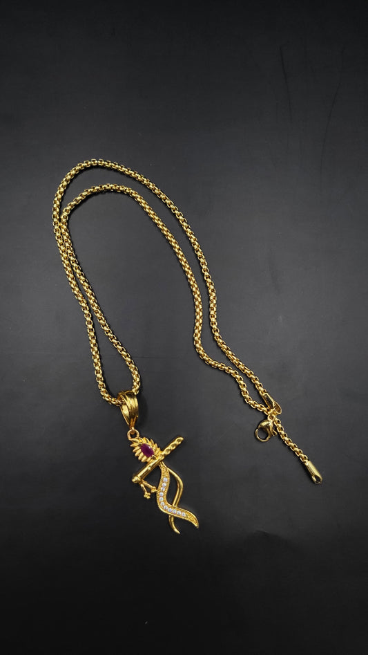 Kadee Jewel Krishna Pendant design Gold Plated with American diamond Men Pendant With Chain - Kadee Jewels