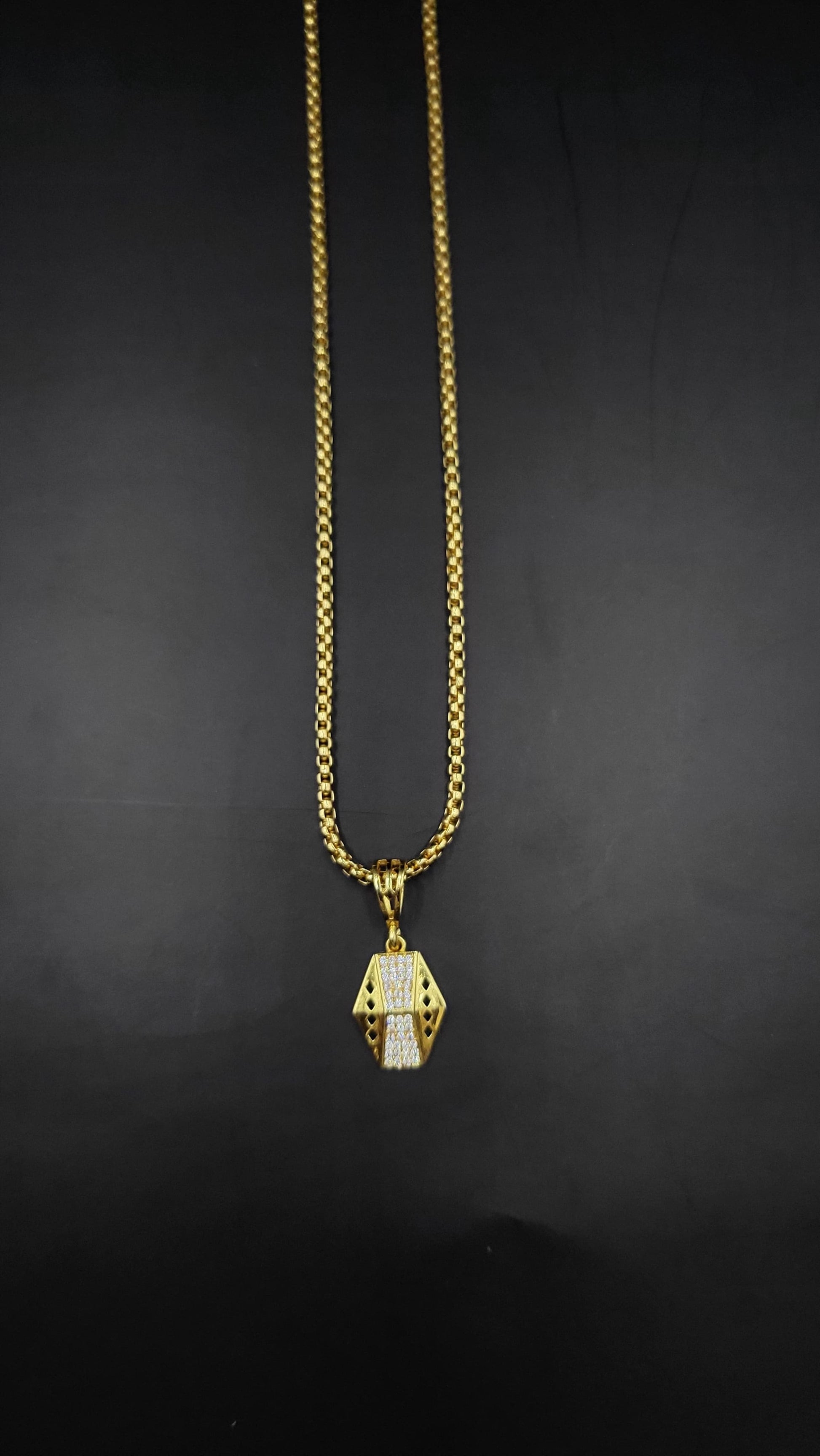 Kadee Jewel Alpha design Gold Plated with American diamond Men Pendant With Chain - Kadee Jewels