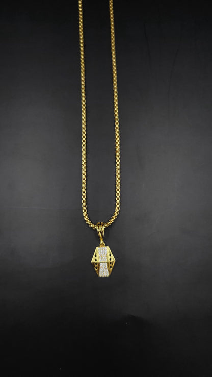 Kadee Jewel Alpha design Gold Plated with American diamond Men Pendant With Chain - Kadee Jewels