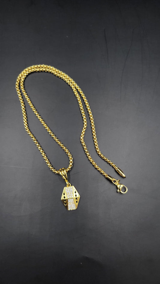 Kadee Jewel Alpha design Gold Plated with American diamond Men Pendant With Chain - Kadee Jewels
