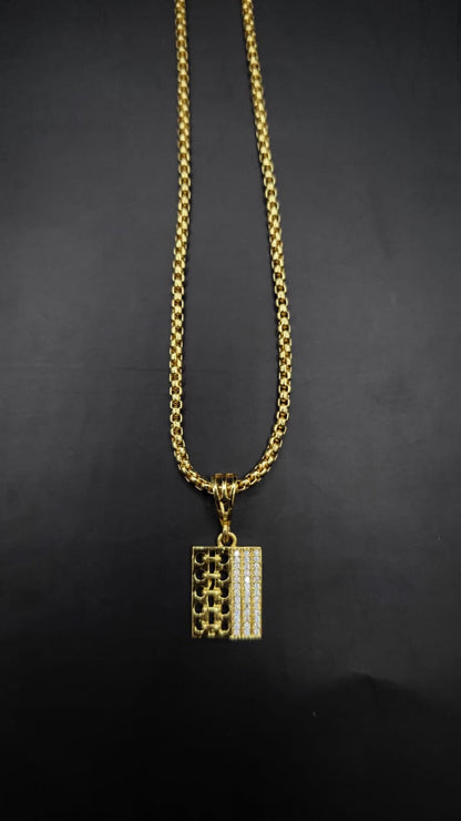 Kadee Jewel Gravix link design Gold Plated with American diamond Men Pendant With Chain - Kadee Jewels