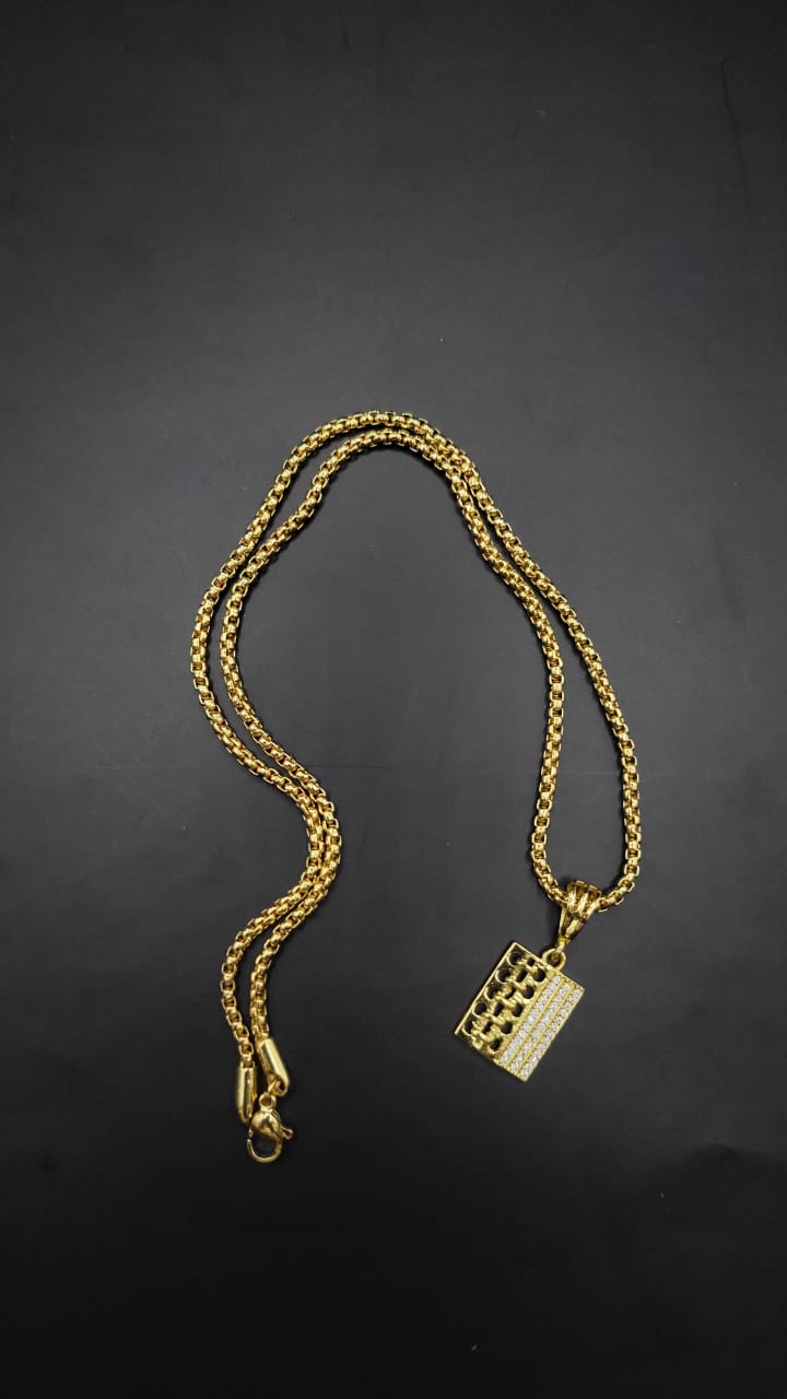 Kadee Jewel Gravix link design Gold Plated with American diamond Men Pendant With Chain - Kadee Jewels