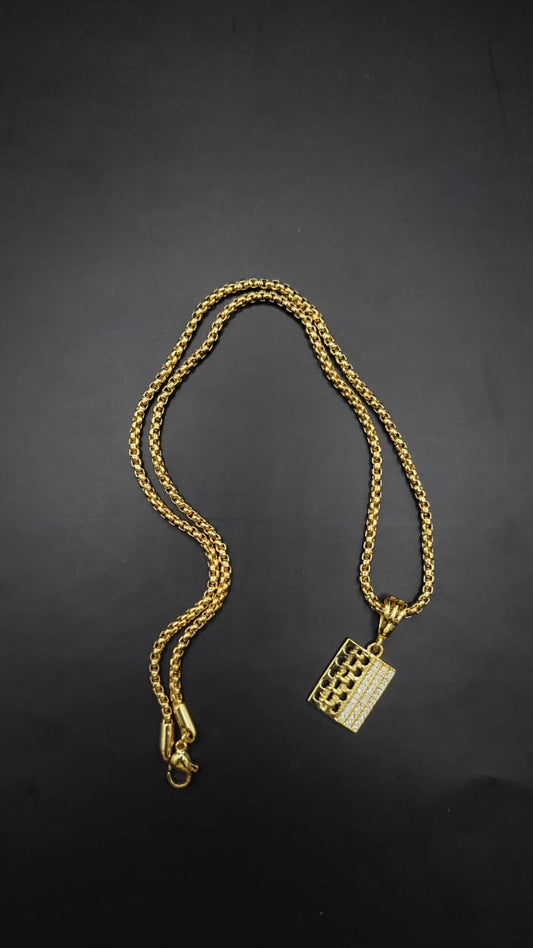 Kadee Jewel Gravix link design Gold Plated with American diamond Men Pendant With Chain - Kadee Jewels