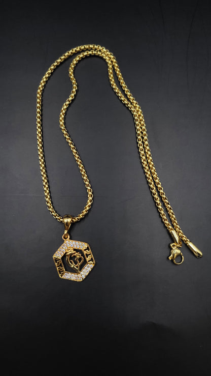Kadee Jewel Warrior Om design Gold Plated with American diamond Men Pendant With Chain - Kadee Jewels