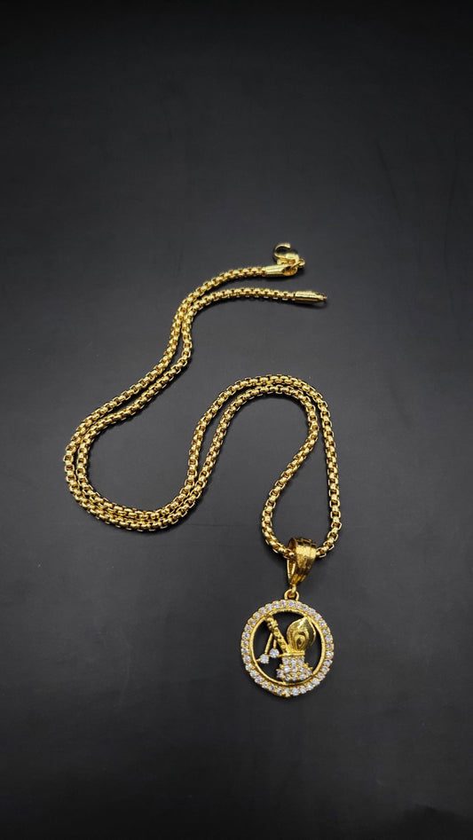 Kadee Jewel Murlidhar Magic Pendant design Gold Plated with diamond Men Pendant With Chain - Kadee Jewels