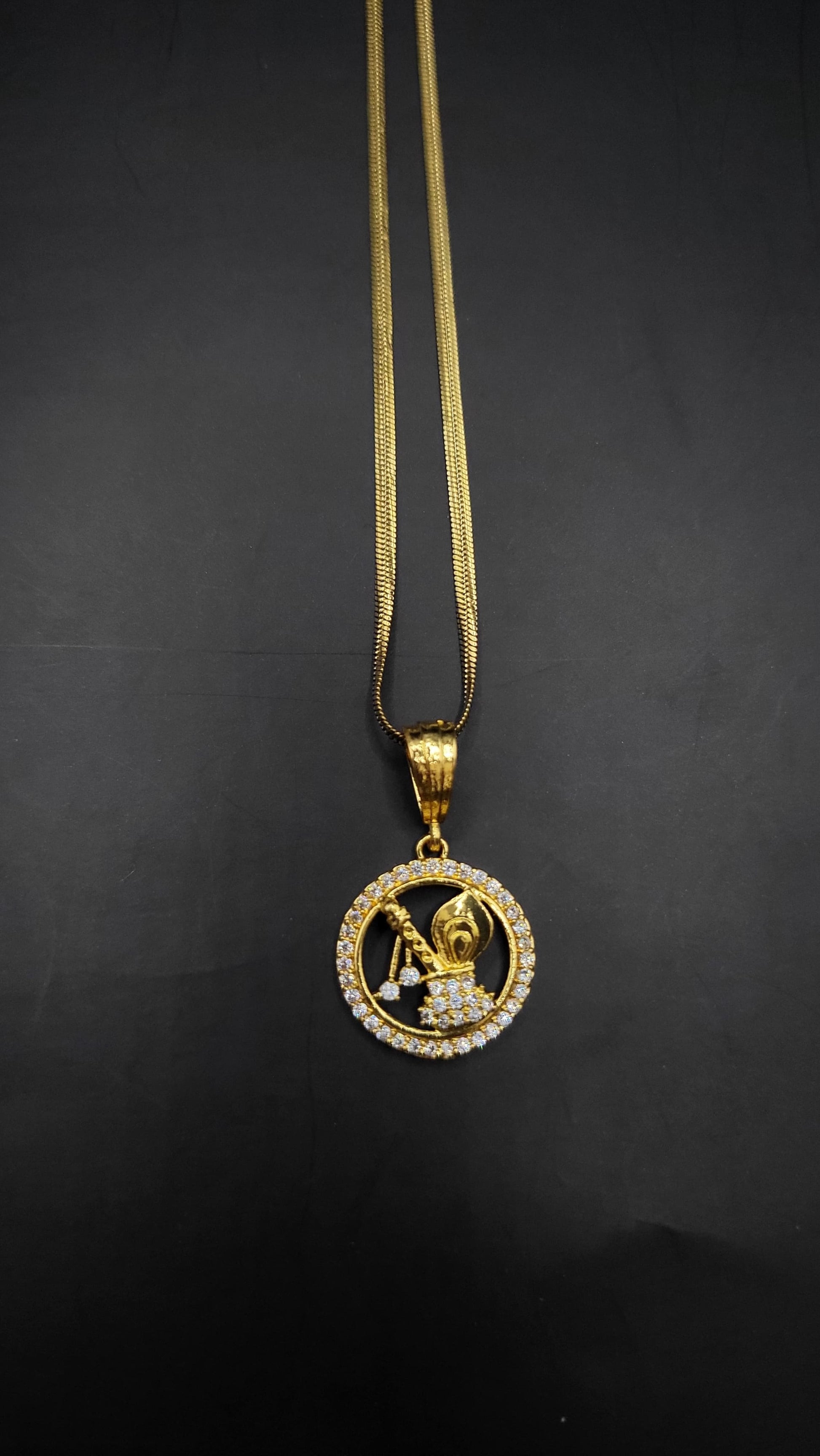 Kadee Jewel Murlidhar Pendant design Gold Plated with diamond Men Pendant With Chain - Kadee Jewels
