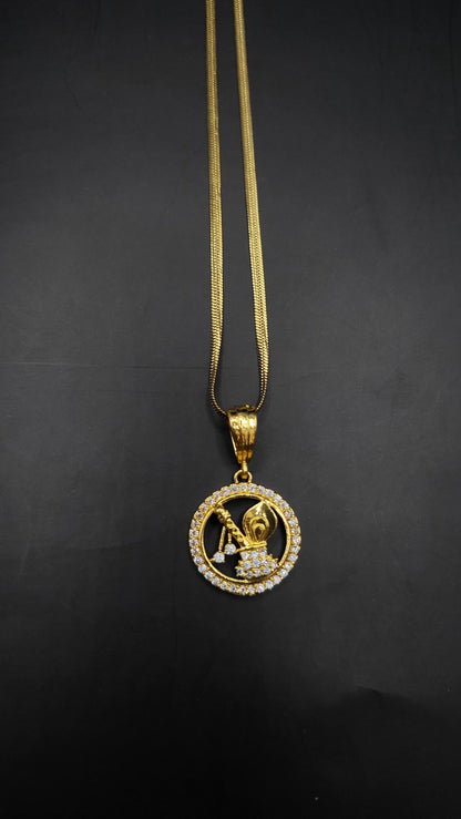 Kadee Jewel Murlidhar Pendant design Gold Plated with diamond Men Pendant With Chain - Kadee Jewels