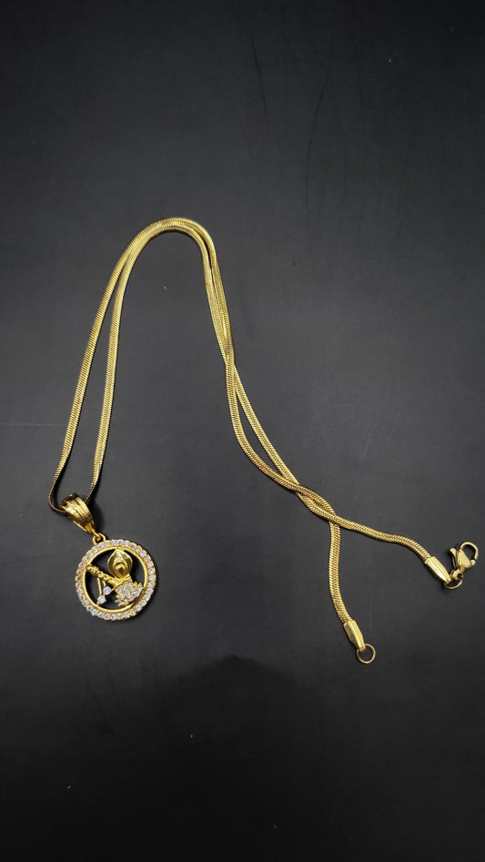 Kadee Jewel Murlidhar Pendant design Gold Plated with diamond Men Pendant With Chain - Kadee Jewels