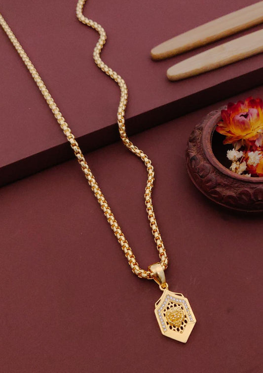 Kadee Jewel Royal Knight Aura Gold Plated with American diamond Men Pendant With Chain - Kadee Jewels
